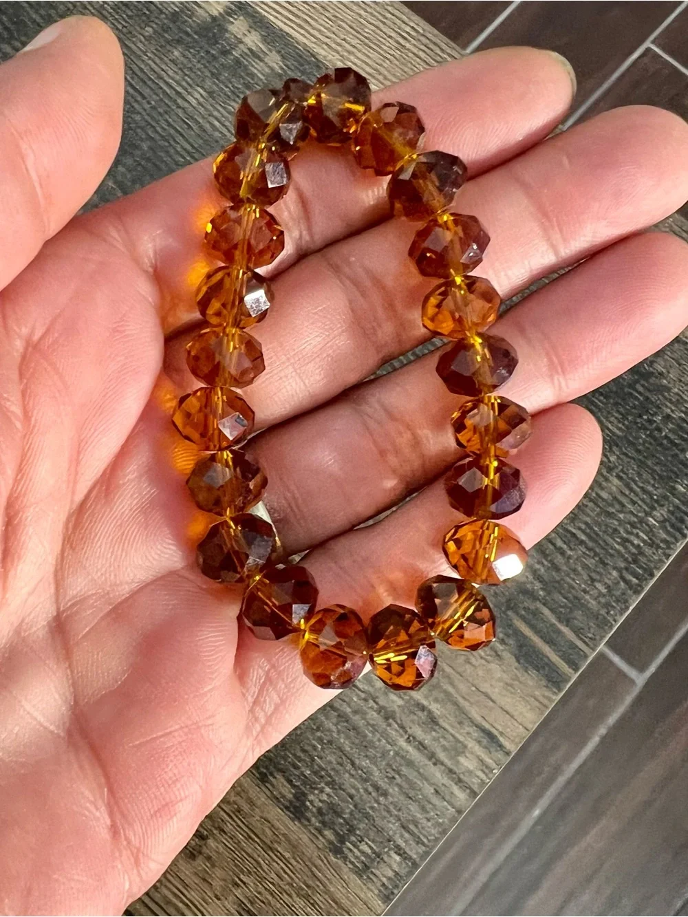 Amber Faceted Crystal Bead Statement Necklace Teardrop Shaped Drop Pendant 22